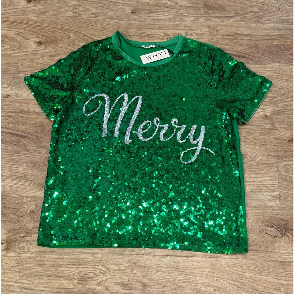 Green Sequin Christmas Top